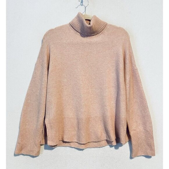 J Crew Sweater Womens Medium Pink Turtleneck Super Soft Yarn Alpaca Merino Wool - Picture 1 of 8